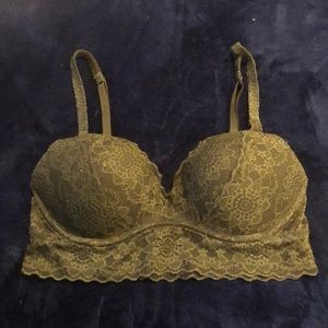 Dark green lace bralette
